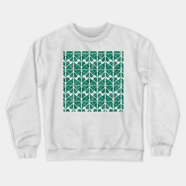 Abstract Tropical Tiles in Green Crewneck Sweatshirt by matise